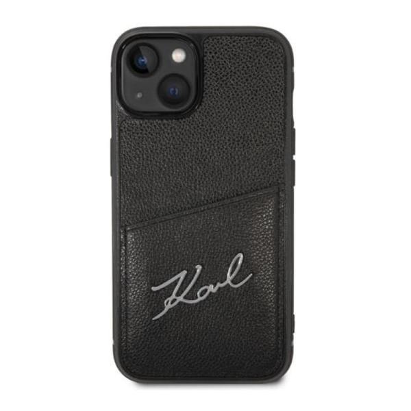 Чехол для iPhone 14 Karl Lagerfeld PU with Cardslot Signature logo Hard (KLHCP14SCSSK) Черный