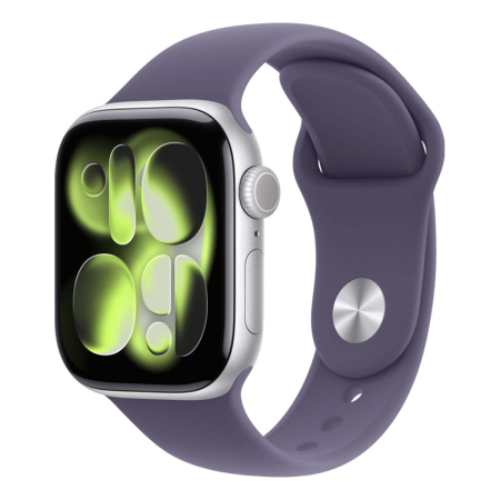 Apple Watch Series 11, 46 мм корпус из алюминия цвета «Silver», ремешок Sport Band размера M/L цвета «Purple Fog»