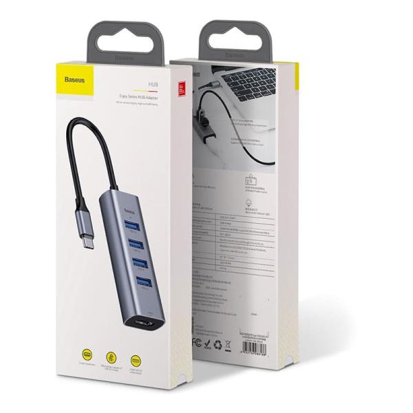 Переходник Baseus для MacBook HUB Enjoy series (Type-C to USB3.0*4+HDMI) (CAHUB-N0G) Deep Grey, тёмно-серый