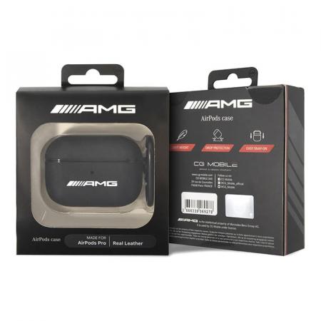 Чехол AMG для Airpods Pro Genuine leather with stamped logo (AMAPSLWK) Черный