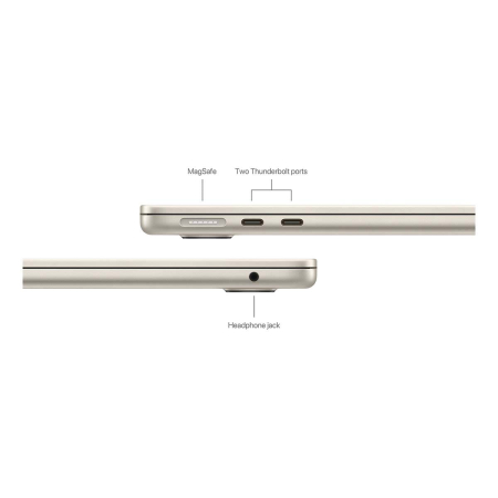 Apple MacBook Air 13" (M3, 8C CPU, 8C GPU, 2024) 16/256Gb SSD (MC8J4) Starlight, «сияющая звезда»