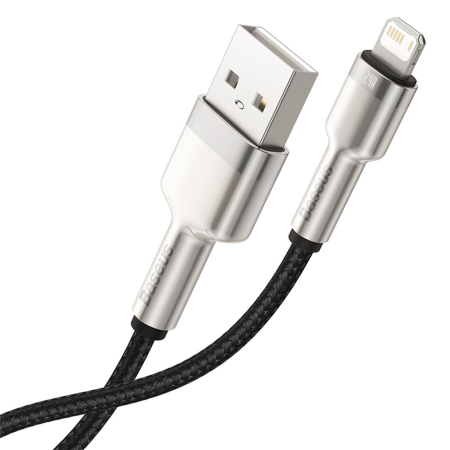 Кабель Baseus Cafule Series Metal Data Cable USB to iP 2,4A, 0,25 м (CALJK-01) Чёрный
