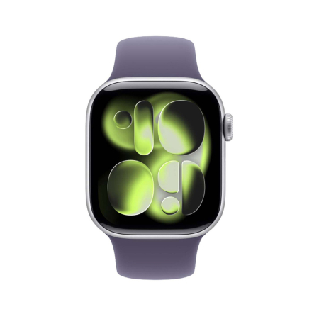 Apple Watch Series 11, 42 мм корпус из алюминия цвета «Silver», ремешок Sport Band размера S/M цвета «Purple Fog»