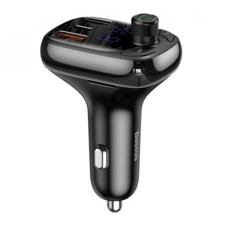 Автомобильное зарядное устройство с функцией FM-трансмиттера Baseus Quick Charger T typed Wireless MP3 (CCTM-B01) Черный