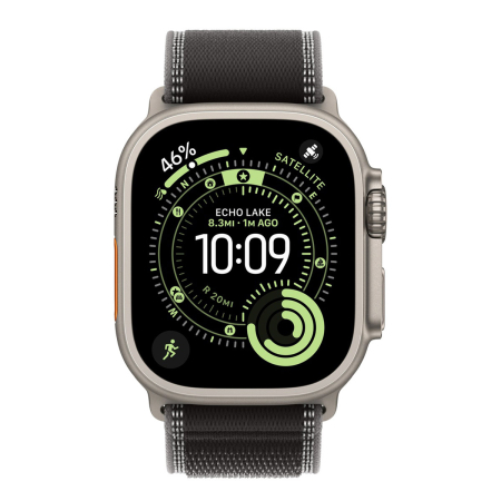 Apple Watch Ultra 3 (2025), 49 мм корпус из титана цвета «Natural», ремешок Trail Loop размера M/L цвета «Black/Charcoal»