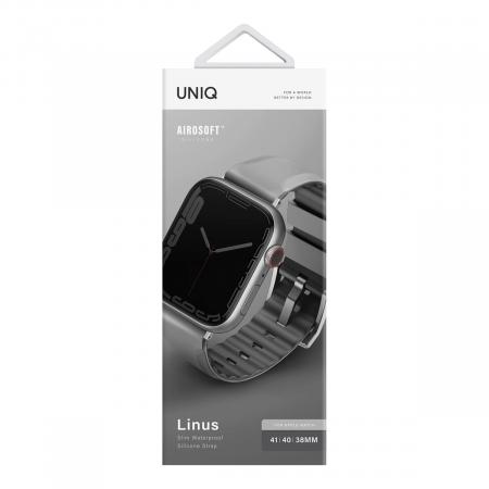 Ремешок для Apple Watch 38/40/41 mm UNIQ Linus Airosoft silicone strap (41MM-LINUSGRY) Серый