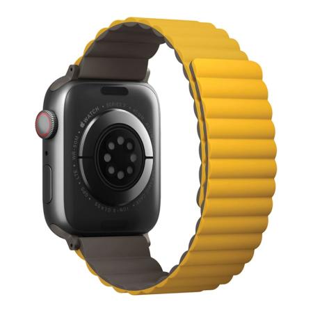 Ремешок для Apple Watch 42/44/45/49 mm UNIQ Revix Reversible Magnetic (45MM-REVMUSKAK) Желтый/Серый