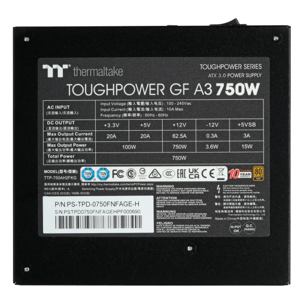 Блок питания Thermaltake Toughpower GF A3 (PS-TPD-0750FNFAGE-H) Gold, 750 Вт Чёрный